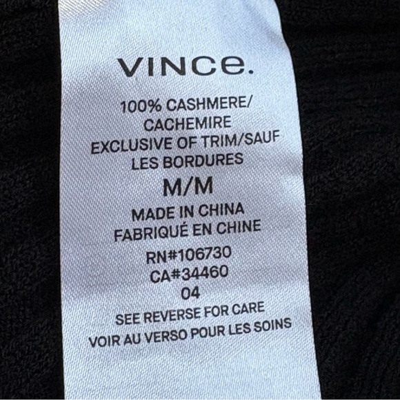 NWT Vince Black 100% Cashmere Ribbed Button Front Pocket Cardigan Sweater M - Picture 11 of 13